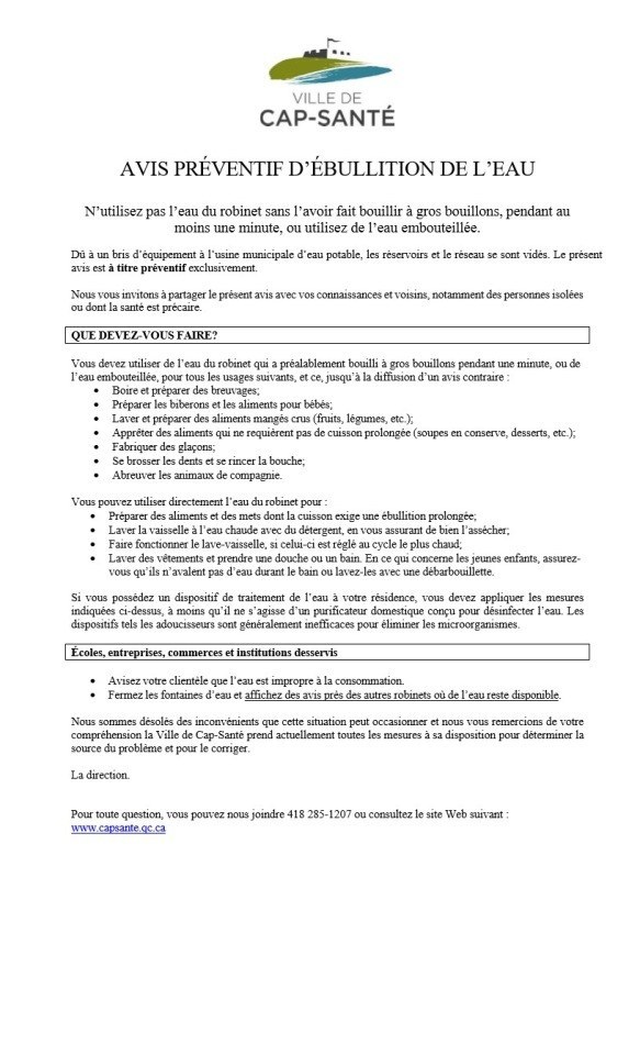 Avis d'ébullition 19 mars